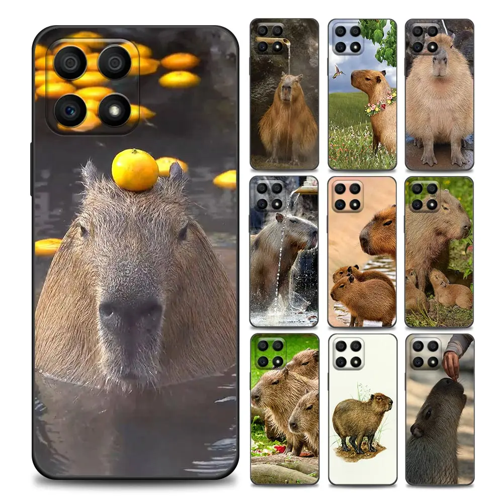 

Funny Capybara Animal Phone Case For Honor 50 60 20 Lite 30i 20 9A 9C 9X Pro 8X X8 Nava 7i 8i 9 Y60 Cases Silicone Cover