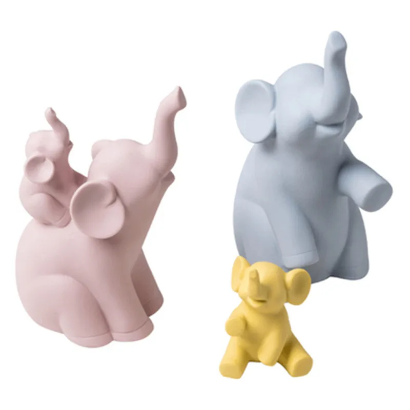 

Home Decor Figurines Cartoon Ceramics Elephant Statue Living Room Decoration Accessories Sculpture Gift For Newlyweds A3666