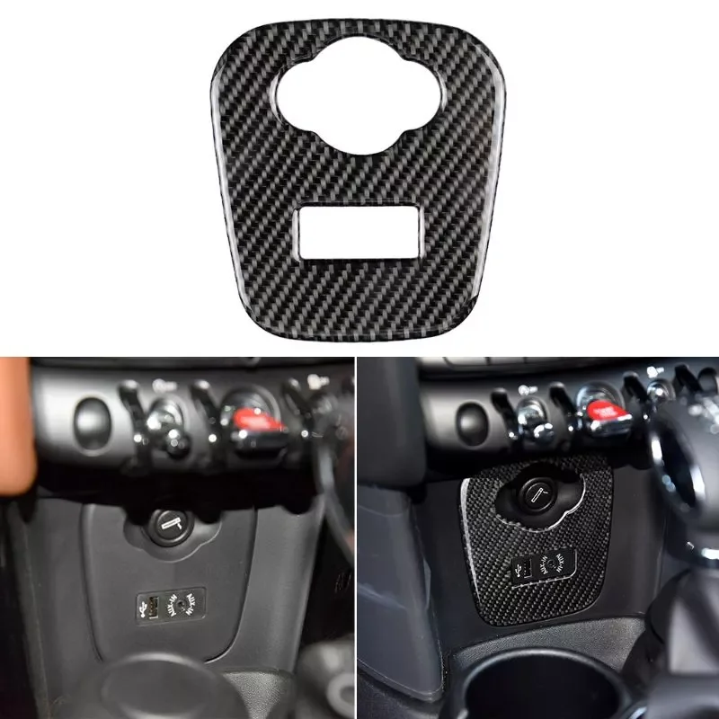 

Accessories Car Interior Carbon Fiber Cigarette Lighter USB AUX Panel Console Cover Sticker