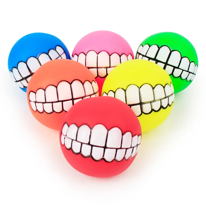 

Funny Pets Dog Puppy Cat Ball Teeth Toy PVC Chew Sound Dogs Play Fetching Squeak Toys Pet Supplies Dogs Toys Pets
