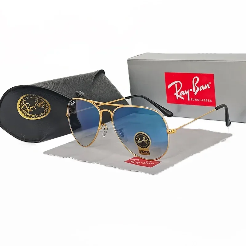 Стеклянные линзы Rayban 3025 зеркальные солнцезащитные очки-авиаторы унисекс