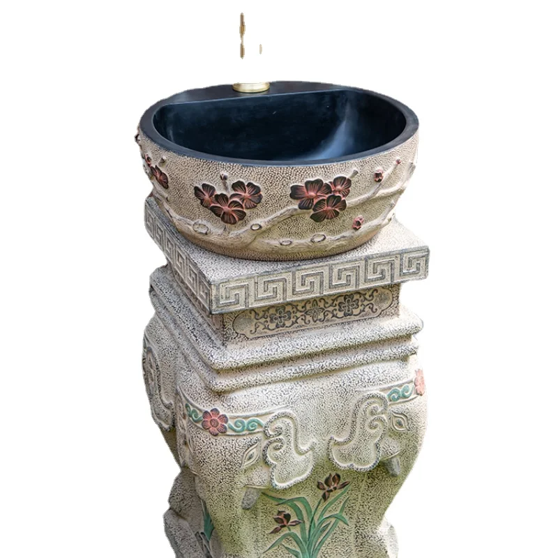 

Outdoor Wash Basin Balcony Yard Floor-Standing Integrated Column Sink Garden Outdoor Courtyard Wash Basin