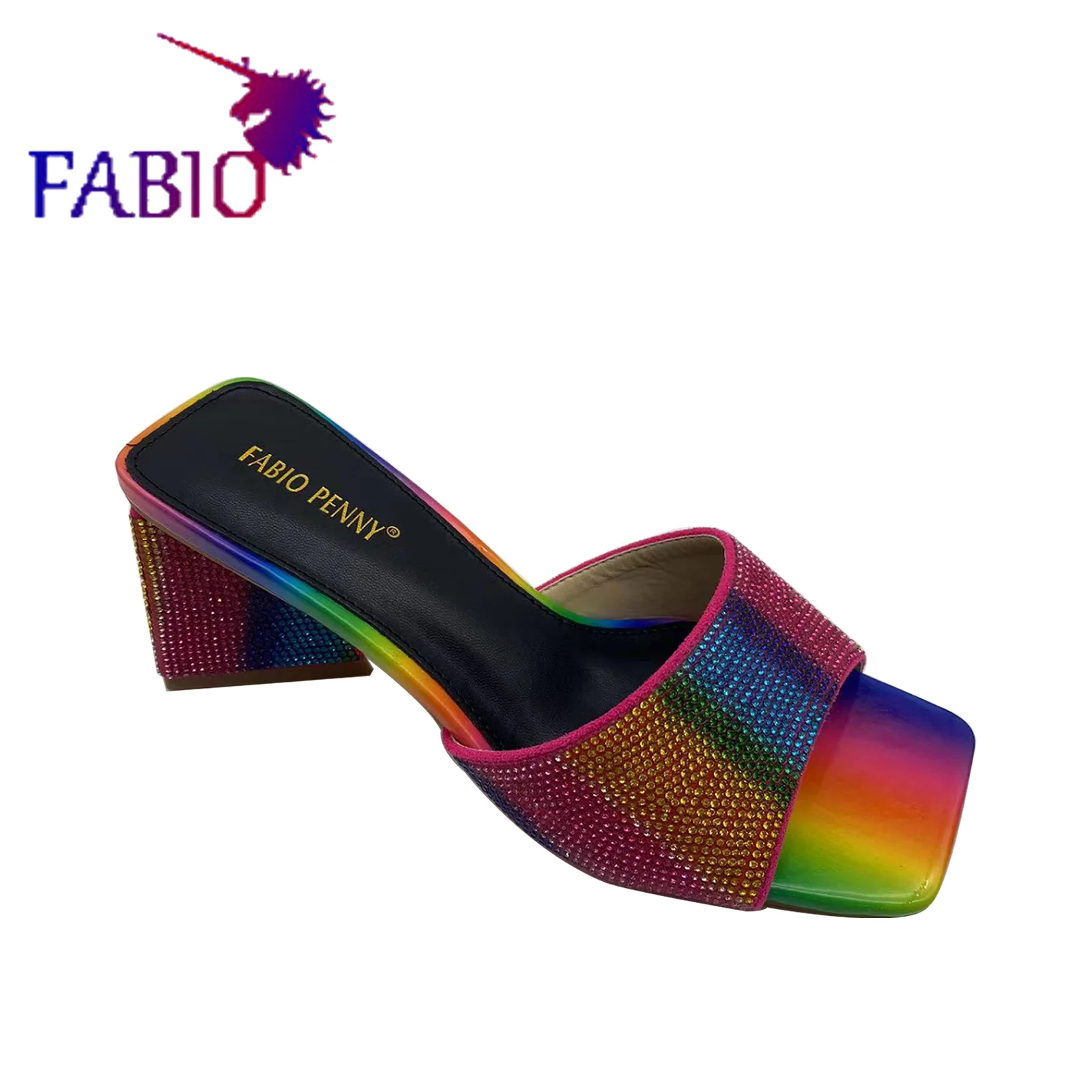 

European and American fashion exquisite bright diamond open toe high heel party shoes African mama women slippers