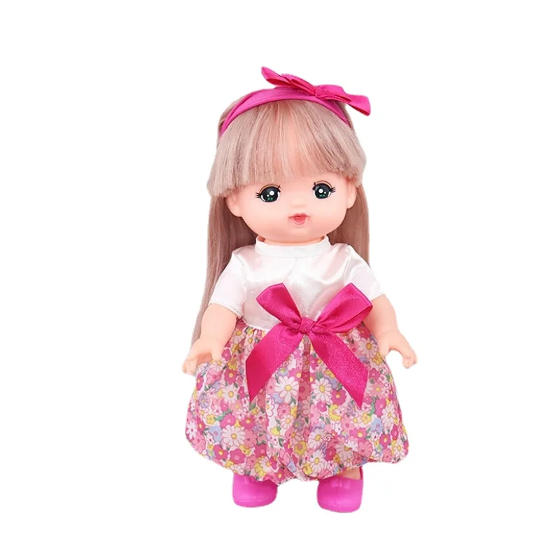 

25CM Japan Mellchan Baby Doll Clothes Floral skirt + head rope Dress Up Doll Accessories Dolls Fans Gift Toy