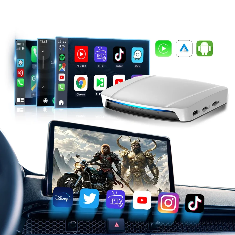 Фото Carlinkit Tbox UHD: Автомобильный ТВ-бокс на чипе Port 6225, Android 13, 128 ГБ, беспроводной CarPlay, Android Auto, AI-бокс с SIM и TF слотами №1