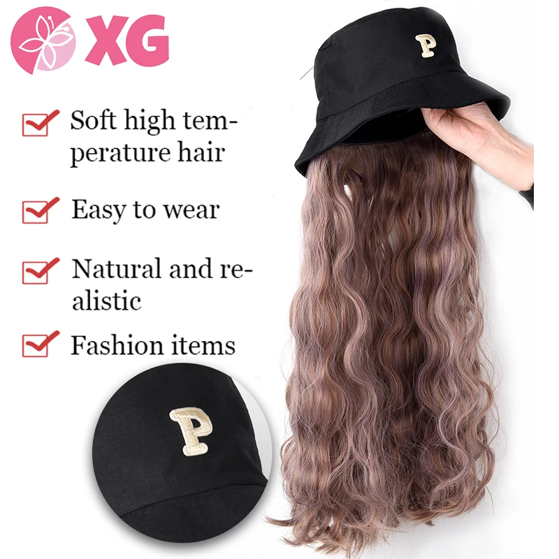 Парик XG для женщин модная синтетическая шляпа с буквенным принтом длинными