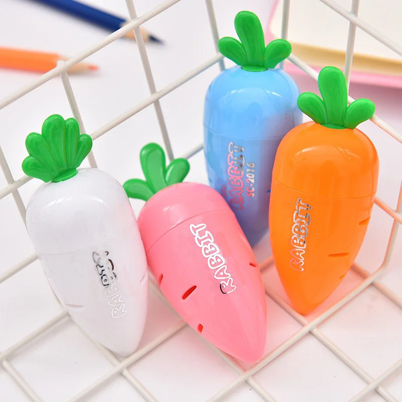 

2pcs/lot Cartoon Carrot Pencil Sharpener Kawaii Stationery Cute Pencil Cutter Kids Praise Gifts School Office Supplies