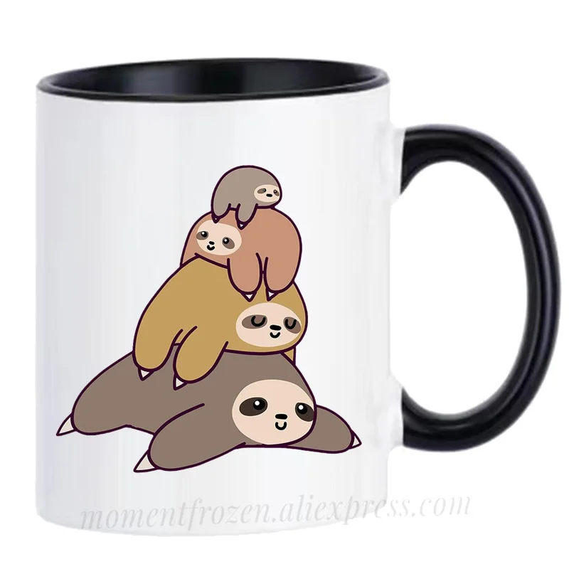 

Cute Sloth Mugs Dad Mom Kids Funny Coffee Tea Cups Friend Gift Coffeeware Home Decal Milk Tableware Teaware Mugen Beer Drinkware