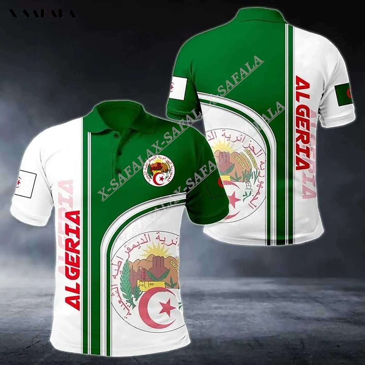 

Рубашка-поло мужская с 3D-принтом и коротким рукавом