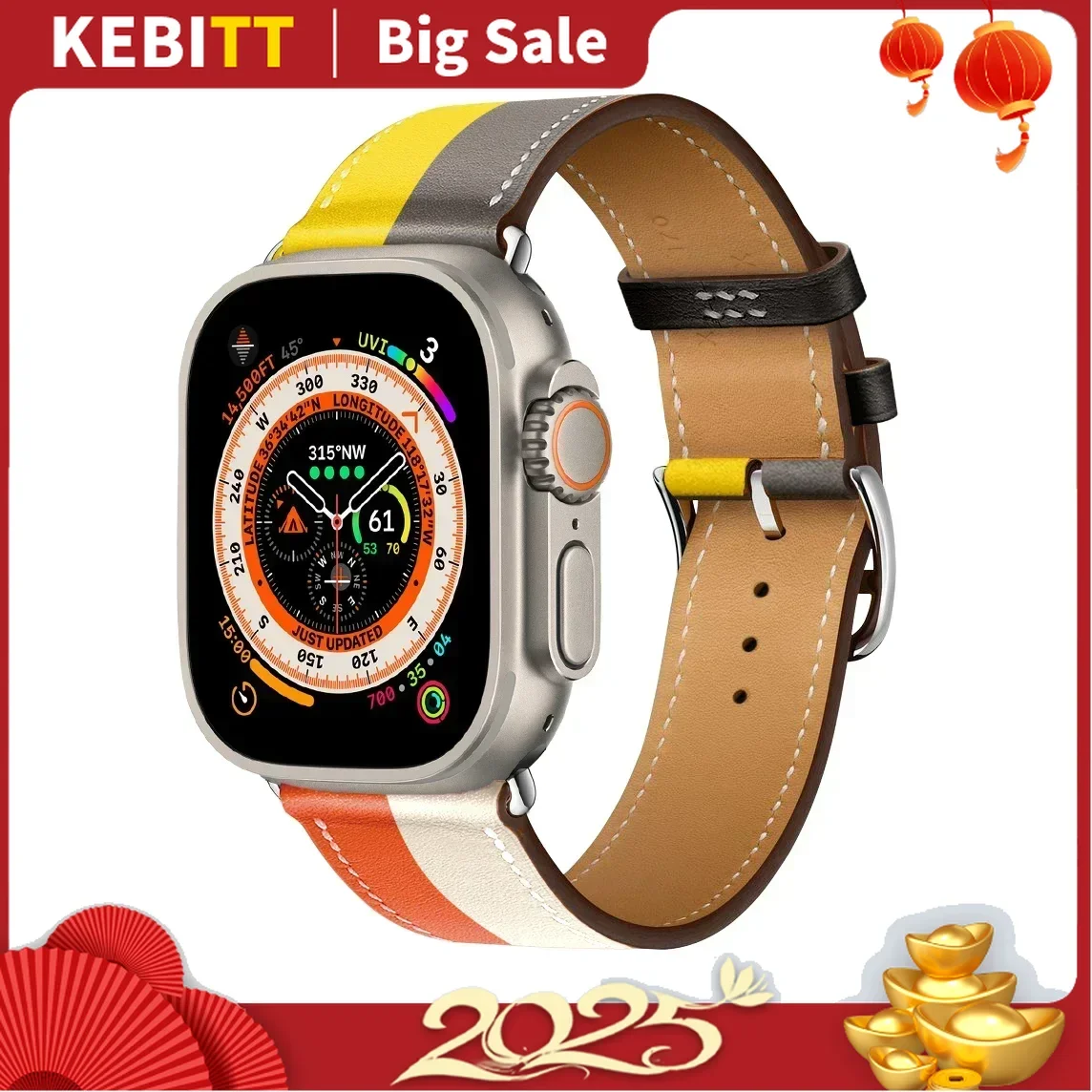 Kebitt Высококачественный ремешок из натуральной кожи Single Tour Iwatch Ultra2 для Apple Watch 10 9 8