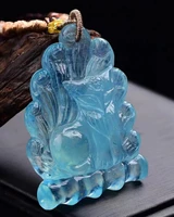 natural blue aquamarine fox carved pendant 554014mm aquamarine brazil jewelry women fashion stone jewelry necklace aaaaa