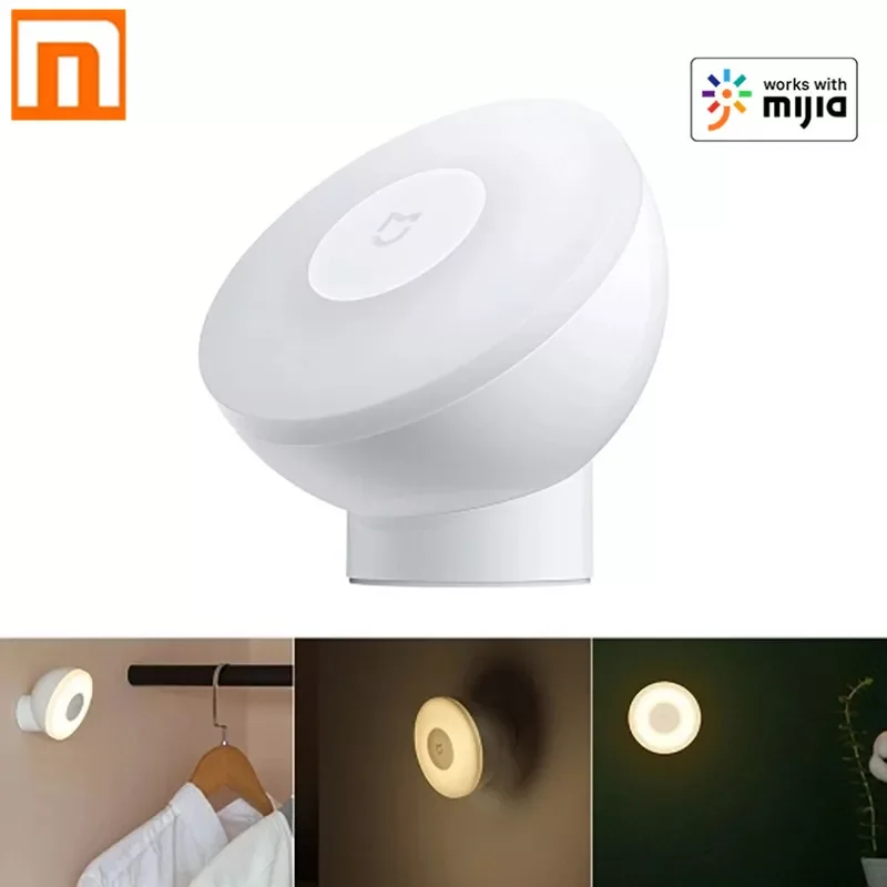 

New Xiaomi Mijia Night Light 2nd Bluetooth Version Magnetic Attraction Night Lamp 360 Rotating Adjustable Infrared Body Sensor