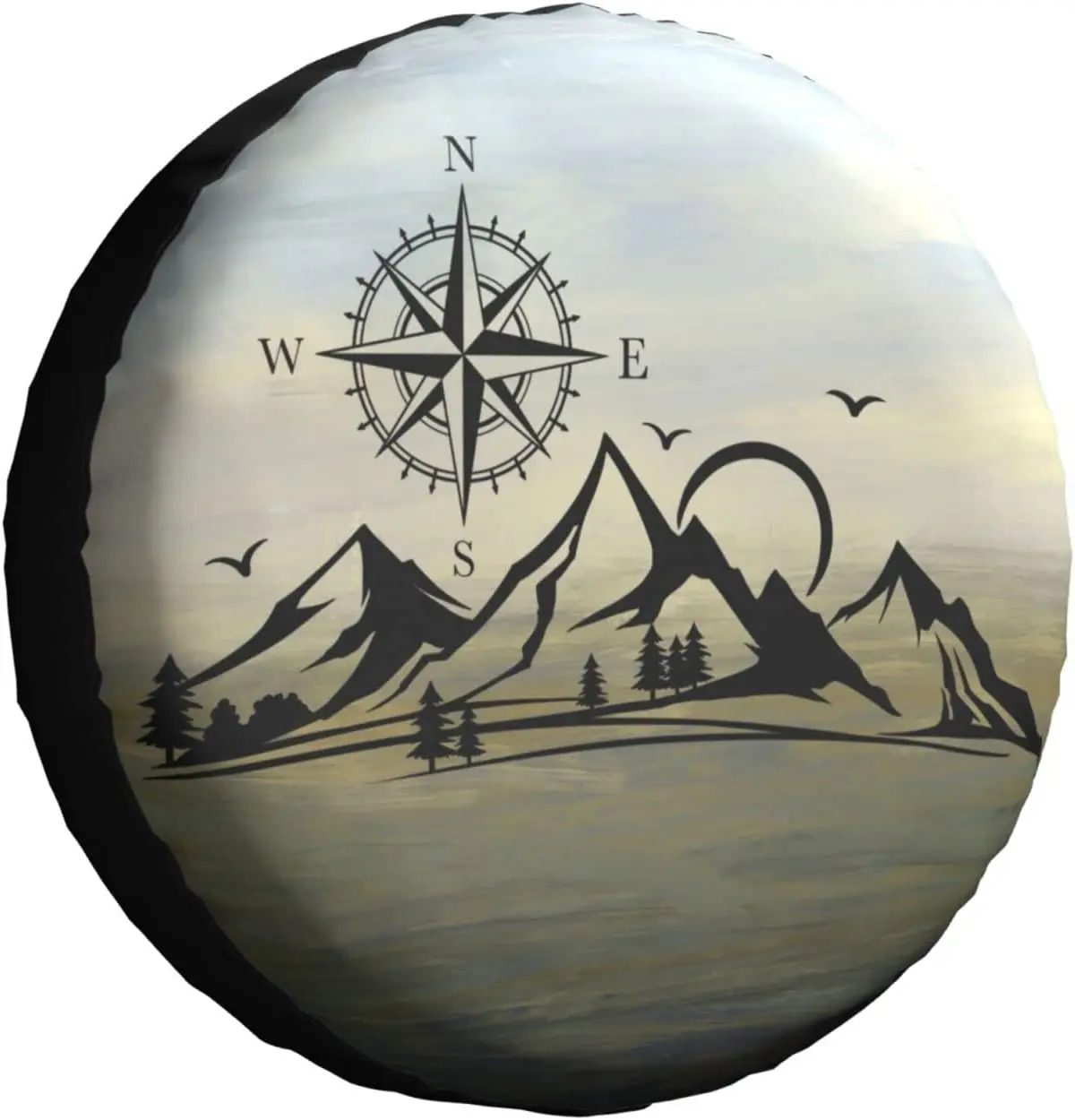 

Nature Mountain Compass Tire Cover Potable Universal Waterproof Wheel Covers for SUV,Trailer,Camper,Rv Spare Tire Cover 15 Inch