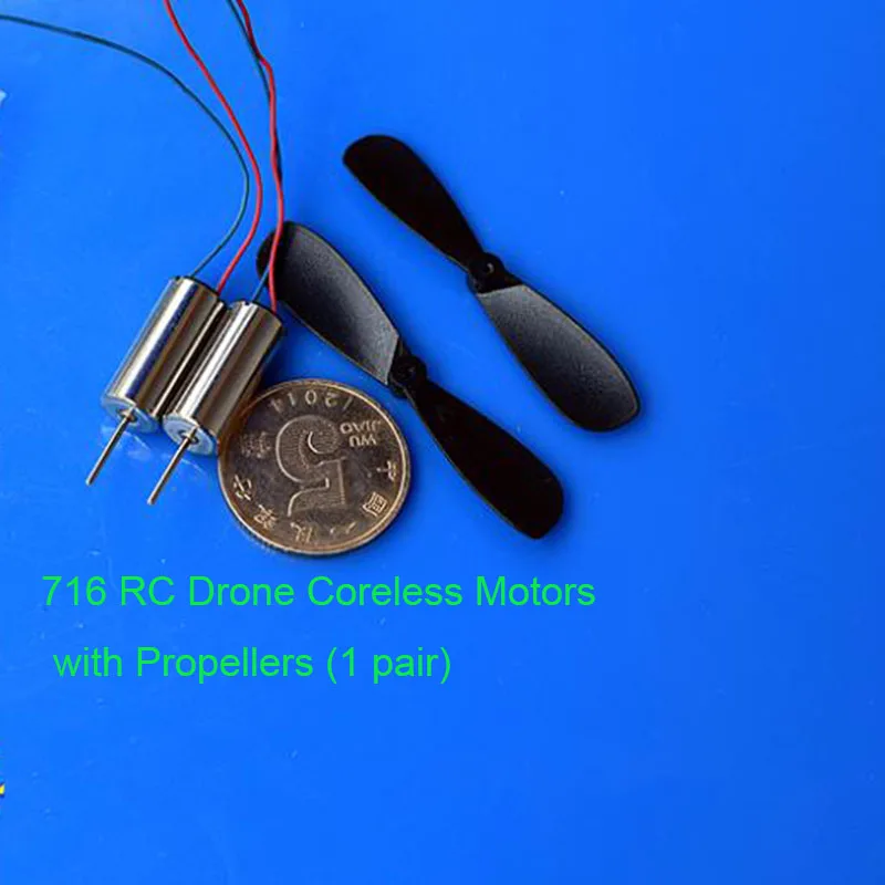 Миниатюрный мотор без сердечника 7x16,4 мм, постоянный ток, 4,2 в, 54000 об/мин, высокая скорость с пропеллерами, NdFeb, Сильный магнитный для радиоуправляемого дрона