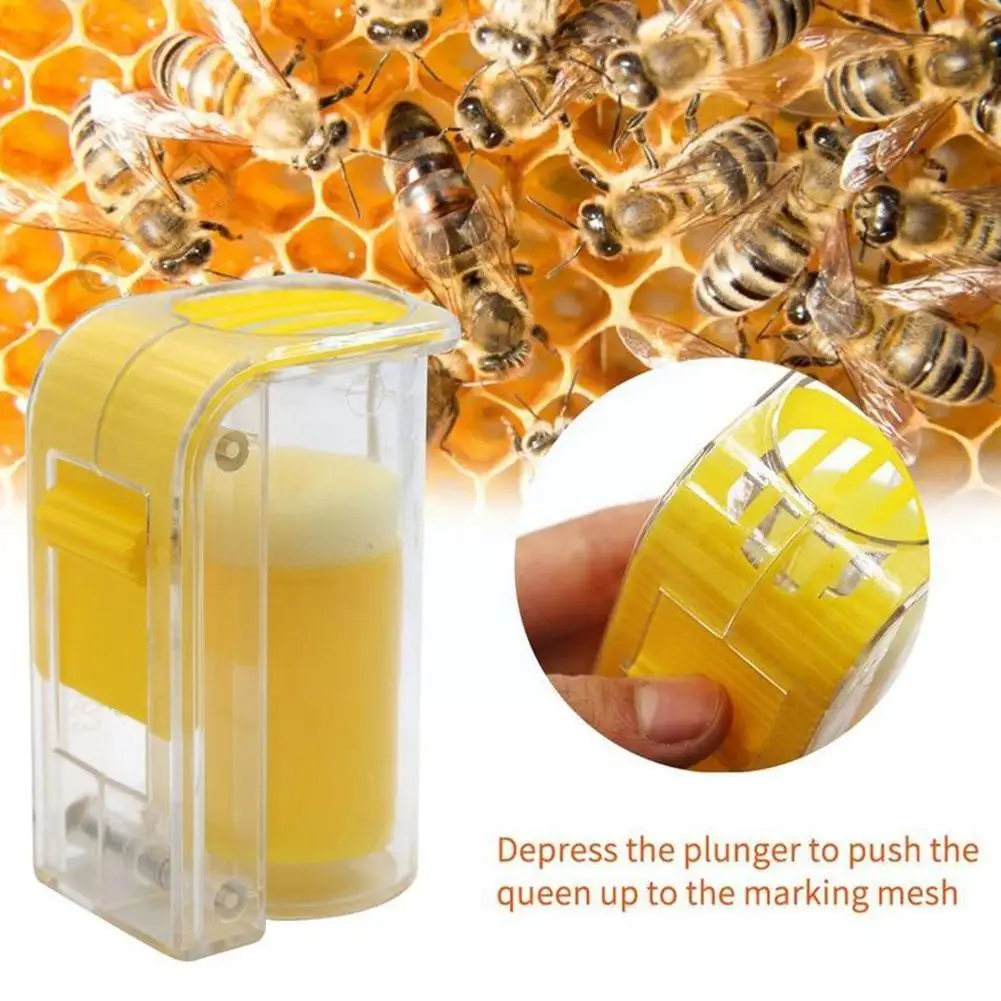 

Bee Queen Marker Bottle Bee Mark Cage Catcher Plastic Marker Plush Beekeeper Handed Bee Garden Plunger Tool Tools Bottle X1Y6