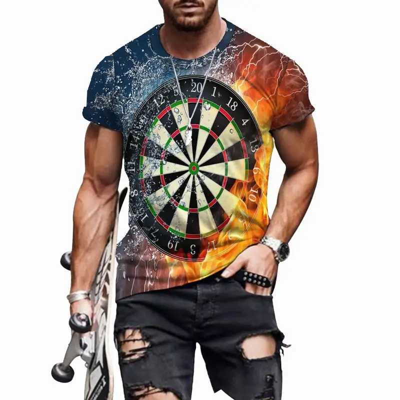 

Fashionable Men's T-Shirt With Short Sleeves And 3D Printing Style, Cool Casual Clothing, Oversized Breathable, Ioose Fitting, A