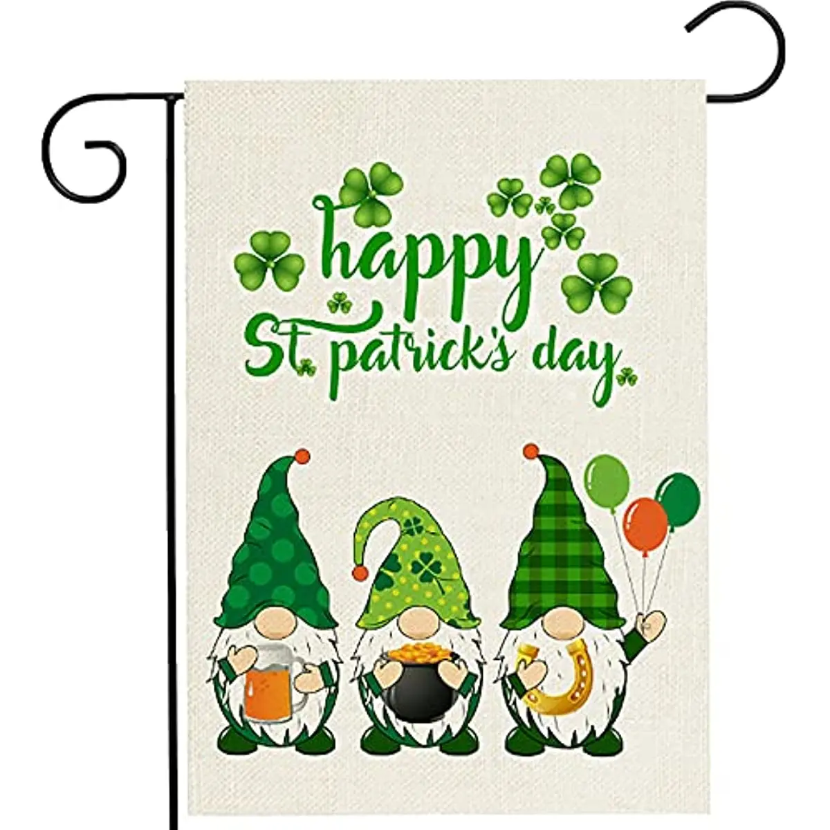 

Happy St Patrick’s Day Garden Flag Gnomes for Outside Yard 12X18 Inch Double Sided Flags St Patricks Gnome Outdoor Shamrock