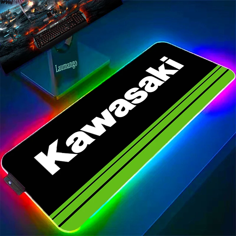 RGB Mousepad Kawasaki Luminous Gaming Accessories Pc Cabinet Gamer LED Keyboard Speed Mouse Pad Xxl Backlight Desk Mat With Wire