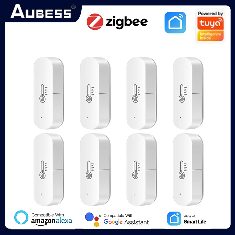 

Aubess Tuya ZigBee Temperature Sensor Smart Home APP Real-time Monitoring Battery Powered For Alexa Google Home Gateway Required