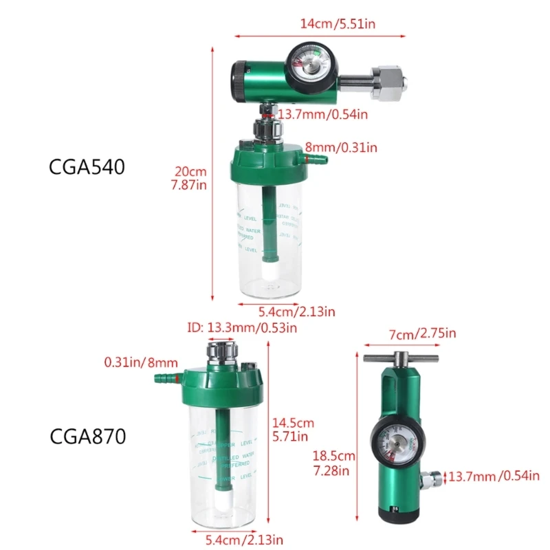 Регулятор давления газа-кислорода с бутылкой-увлажнителем CGA540 CGA870 для