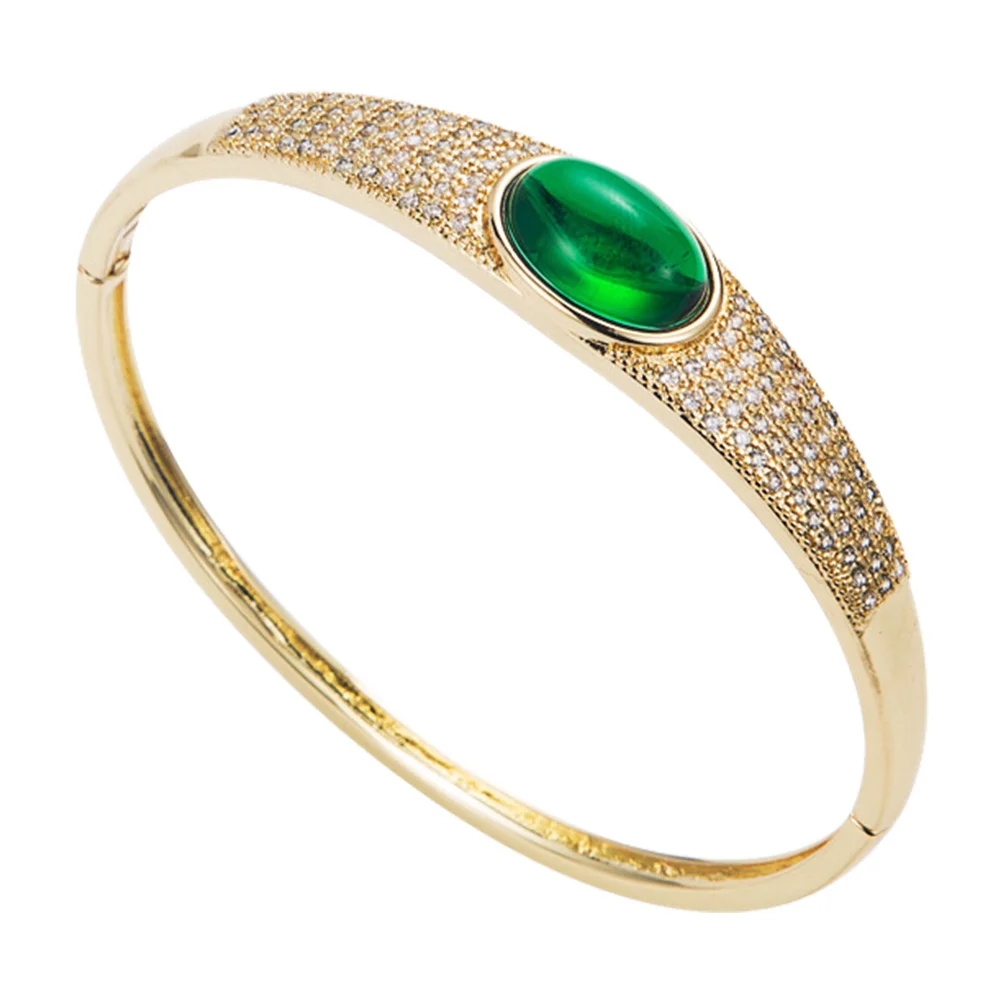 

Agate Bangle Zircon Copper Wrist Band Stylish Bracelet Wrist Jewelry