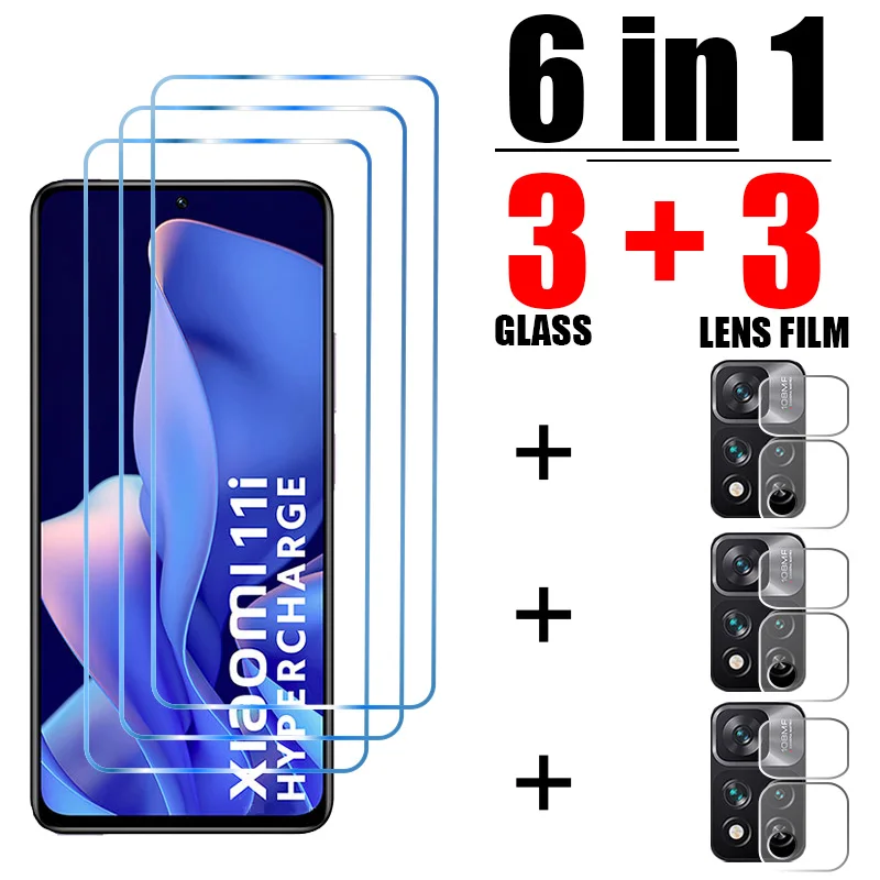 

6IN1 Screen Protector For Xiaomi Mi 11 10 A3 A2 Lite 5G 10T Pro Protective Glass For Poco X4 X3 M4 M3 M2 Pro 5G F3 GT C3 Glass