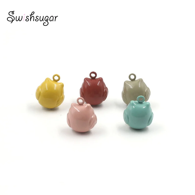 Cute Owl Cartoon Metal JIngle Bell Charms For Dog Cat Pet Charm Necklace Pendant