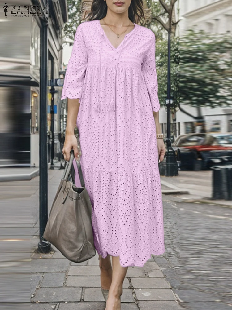 ZANZEA 2024 летнее платье женское элегантное повседневное праздничное модный сарафан