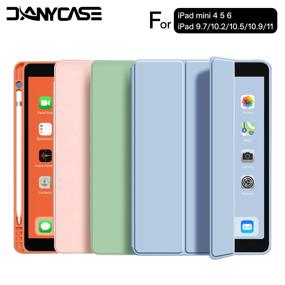 

Case For 2020 iPad 10.2 8th 2018 2017 9.7 Mini 5 2021 Pro 11 10.5 Air 3 4 Smart Cover With Pencil Holder iPad 5th 6th Generation