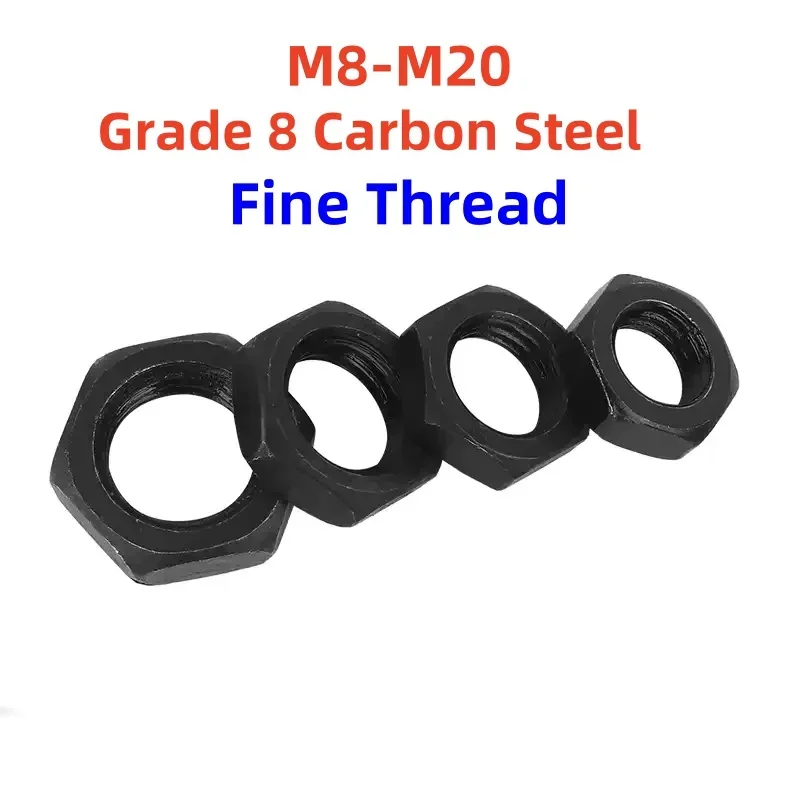 

Класс 8, черная углеродистая сталь, тонкая резьба, шестигранные тонкие гайки M8 M10 M12 M14 M16 M20, плоские шестигранные шестигранные вафли с низкой тонкой гайкой
