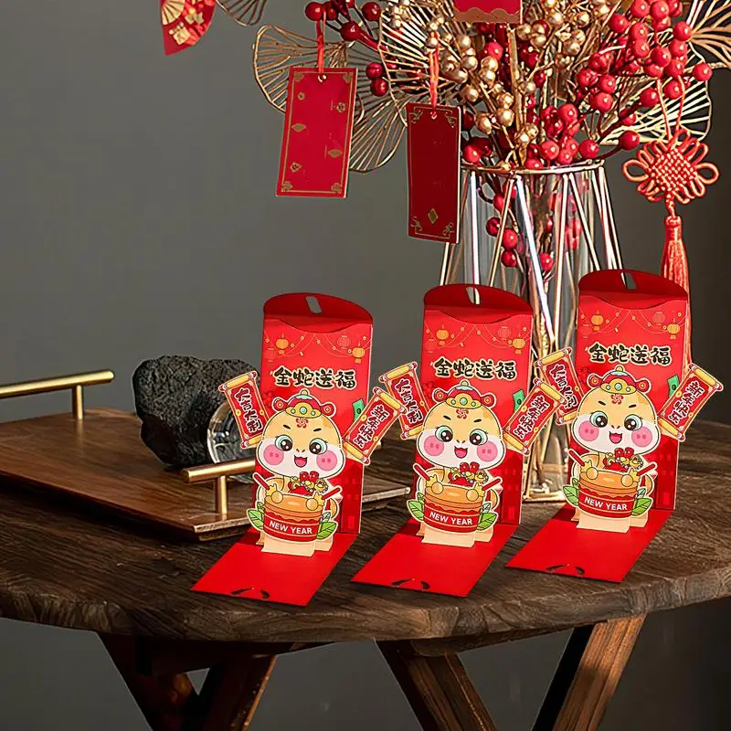 Новогодние красные конверты 3X Традиционный китайский счастливый мешок для денег
