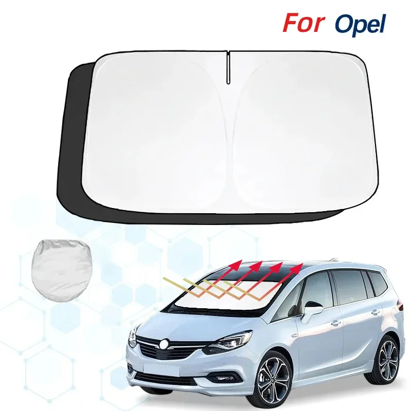 Фото Солнцезащитный экран для лобового стекла Opel Zafira OPC Zafira C, складной козырек от солнца, блокирует ультрафиолетовые лучи, сохраняет прохладу в автомобиле. №1