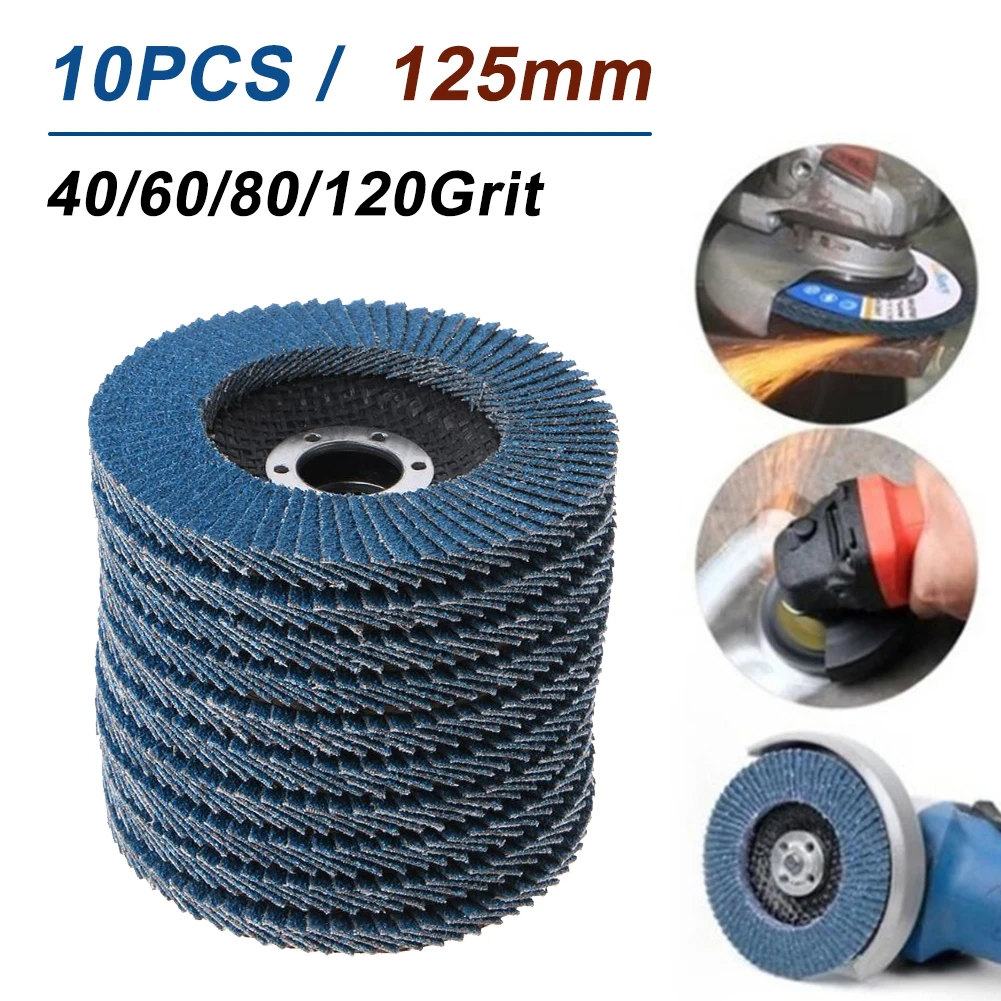 10Pcs Quality Flap Discs Hardware Tools 125mm 5 Inch 40/60/80/120 Grit Grinding Wheels For Angle Grinder Wood Metal Sanding Disc