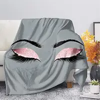 Trendy Eye Lash In Gray Print All Seasons Cozy and Comfy Throw Blanket Couch Sofa Bed Flannel Blanket Soft Cover King Queen Size