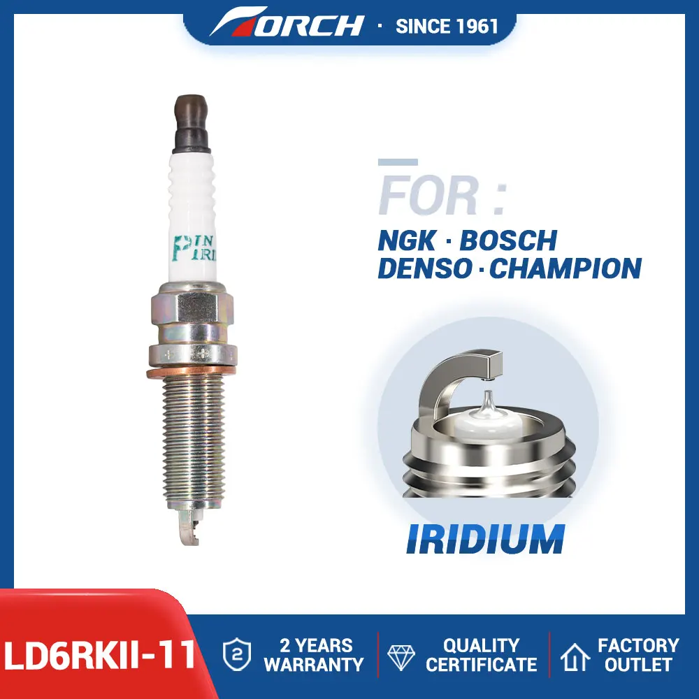 

Spark Plug TORCH LD6RKII-11 Replace for DILKAR6K11S for Denso 3439 3514 FC16HR-C9 FXE20HR11 for 0242129514 Double Iridium Candle