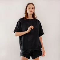 summer french simple natural simulation silk thin section black wholesale womens pajamas home clothes can be worn outside