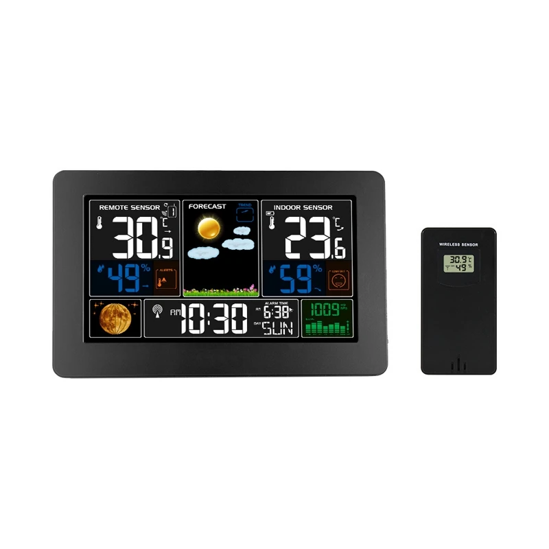 

Weather Station Clocks Wireless Indoor Outdoor Thermometer Table Clock With Temperature And Humidity Alarm Clock