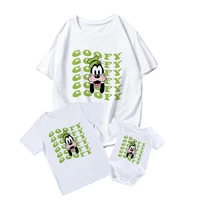 disney hot selling white goofy print letter family look outfits short sleeve exquisite mother kid cartoon t shirt kawaii graphic