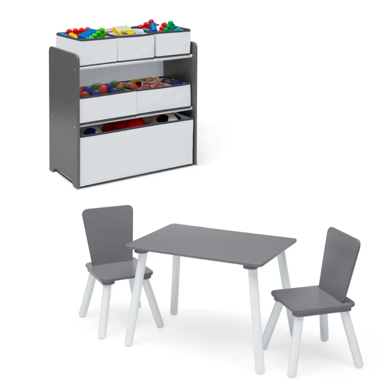 

Delta Children 4-Piece Toddler Playroom Set – Includes Play Table with Dry Erase Tabletop and 6 Bin Toy Organizer with