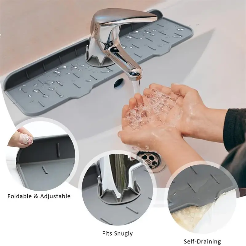 

Kitchen Faucet Absorbent Mat Sink Splash Guard Silicone Drainage Drying Pad Countertop Protection essentials tools accessories
