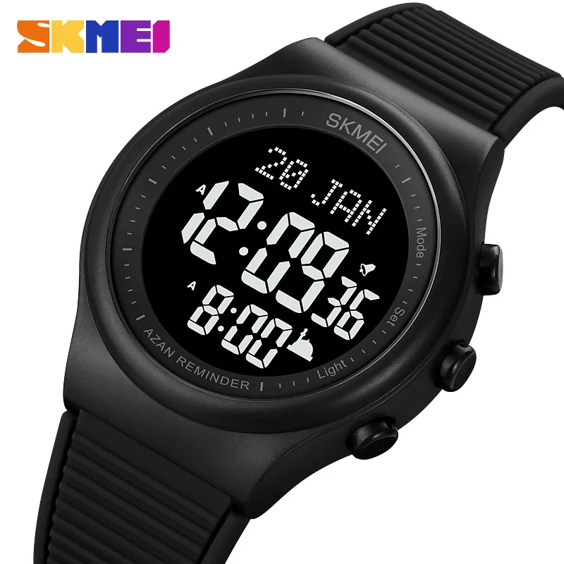 

SKMEI Multifunctional Chrono Digital Mens Watches Muslim Azan Prayer with Qibla Compass Adhan Alarm Hijri Islamic Wristwatch