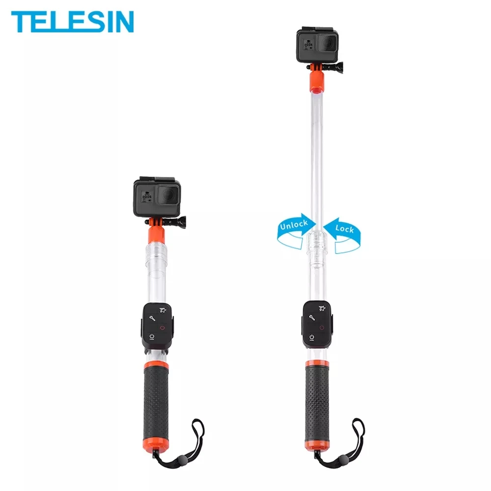 

TELESIN Transparent Handheld Divng Waterproof Selfie Stick Floaty Monopod for GoPro Hero 10 9 8 7 DJI OSMO Action2 Insta360 Go2
