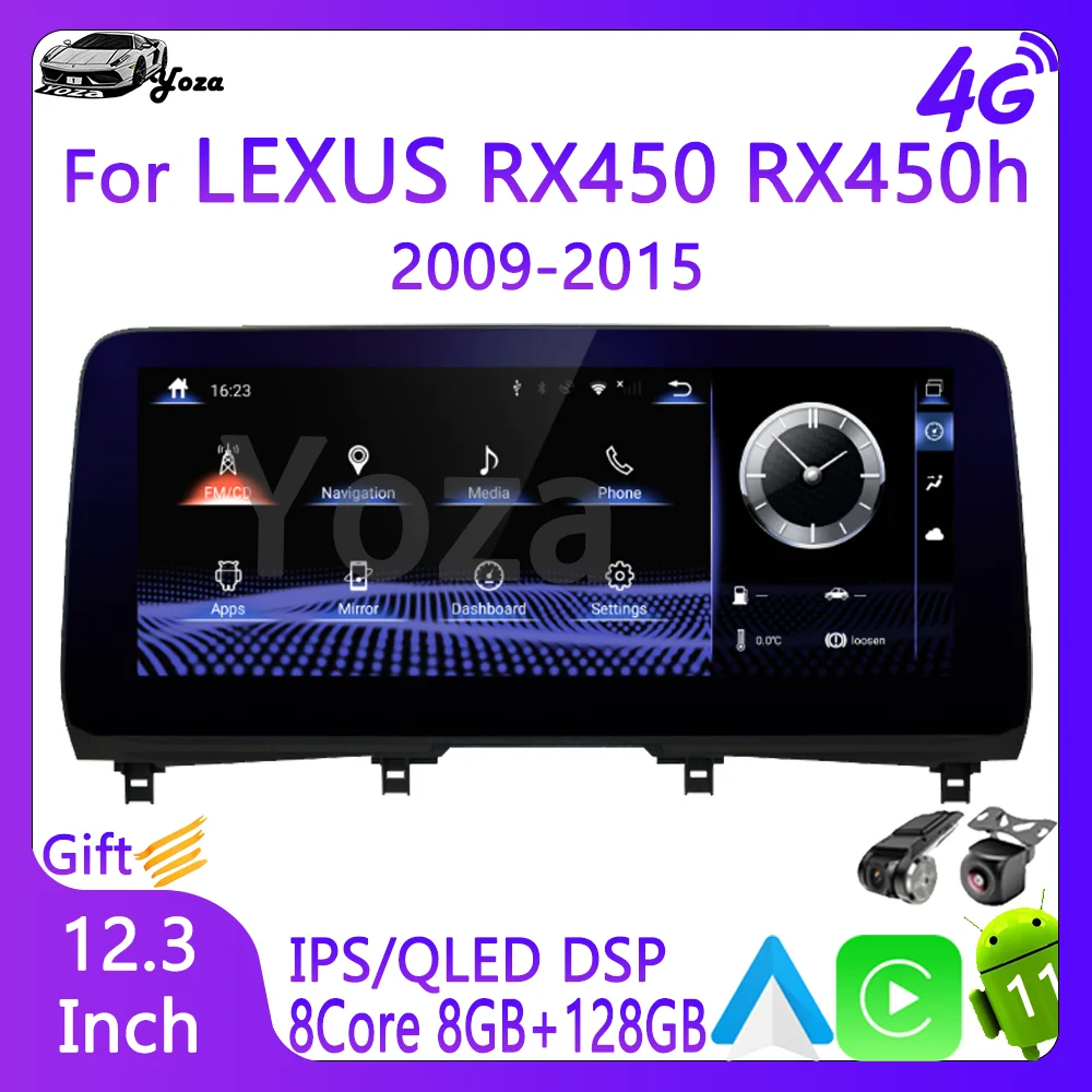 

Yoza Carplay Car Radio For Lexus RX450 2009-2015 Android11 Touch Screen Multimedia Player Navigation 5G WIFI Gift Tools