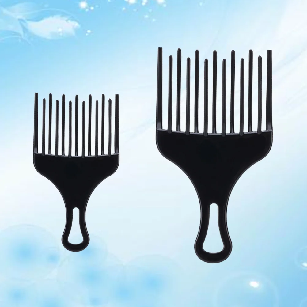 

2Pcs Wide Hair Pick Comb Afro Combs Hairdressing Styling Tool for Male Salon Home Size Size Black