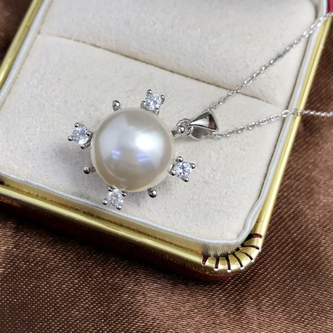 Женская подвеска из серебра 925 пробы с натуральным пресноводным белым жемчугом