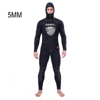 5mm long sleeve fission hooded 2 pieces neoprene for men keep warm waterproof diving suit scuba hunting snorkeling swim wetsuit