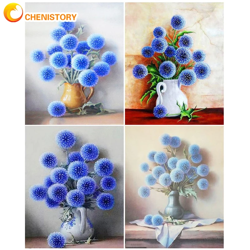 

CHENISTORY Diy Coloring Picture By Numbers Blue Flower Home Wall Art Canvas Paintings Painting By Numbers Scenery Unique Gift