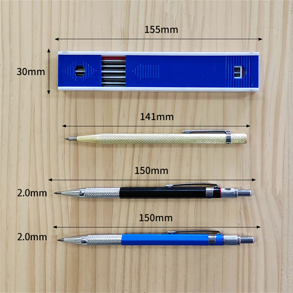

Metal Mechanical Pencils Kit Lead Holder Drafting Drawing With 24pcs Leads Tungsten Steel Alloy Marking Pen Set For Engraving