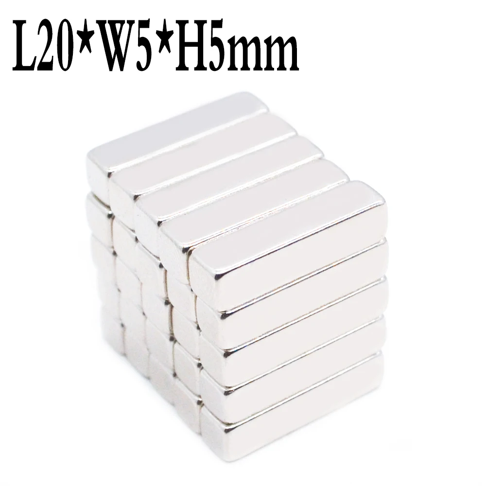 

100Pcs 20x5x5Neodymium Magnet 20mm x5mm x5mm N35 NdFeB Block Super Powerful Strong Permanent Magnetic Imanes 20*5*5mm