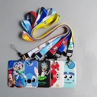 anime disney mickey mouse card cover monsters university stitch kawaii student campus hanging neck bag lanyard id card holders